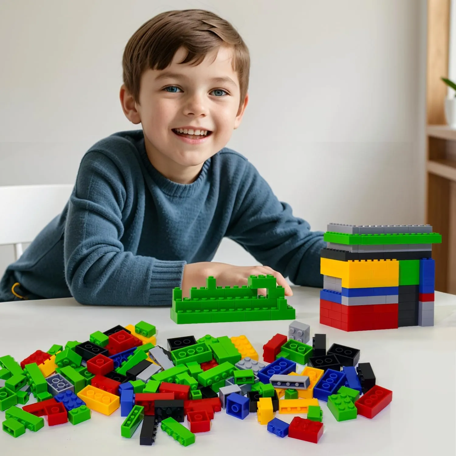 1000 Pieces Building Blocks, Bulk Classic Building Bricks Toy, Big Box of Basic Bricks, Compatible with Major Brands, Educational Construction Toys & Gifts for Kids 4 