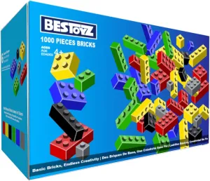 1000 Pieces Building Blocks, Bulk Classic Building Bricks Toy, Big Box of Basic Bricks, Compatible with Major Brands, Educational Construction Toys & Gifts for Kids 4 