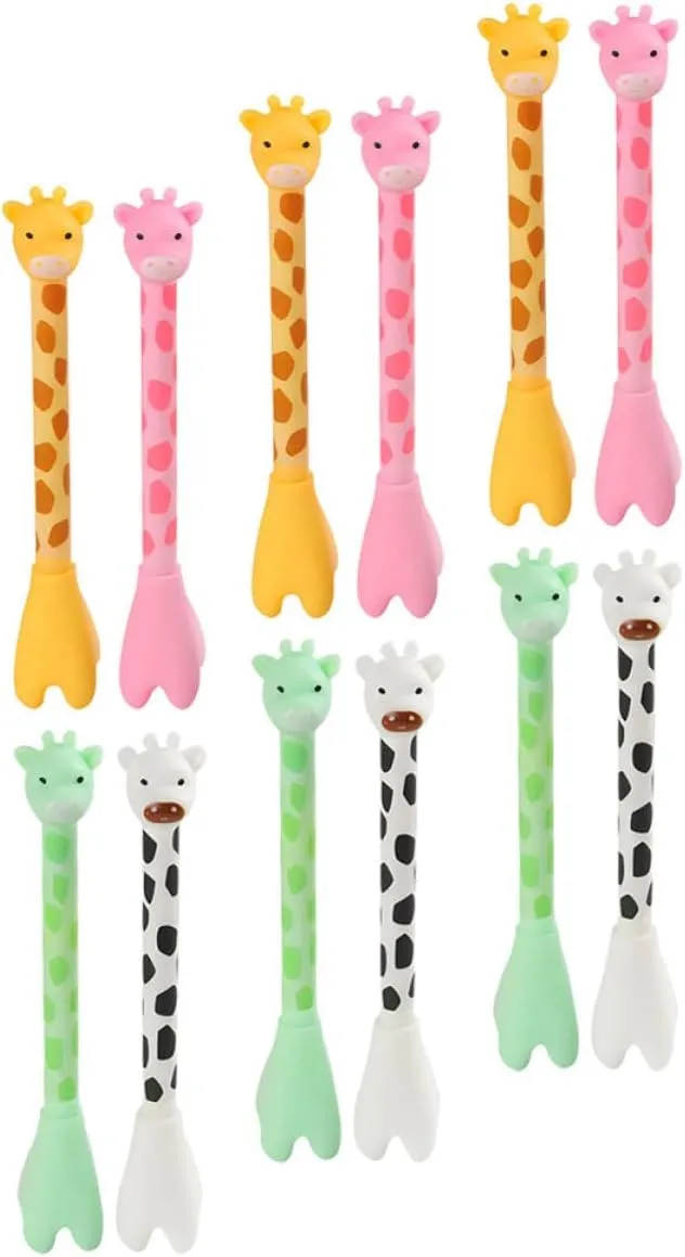 12pcs Giraffe Ballpoint Pen Pens Cartoon Figure Cute Giraffe Fidget Shaped Birthday Giraffe Pen Giraffe Decor Giraffe Wall Art Novelty Animal Stationery Students Gel Pen Pp