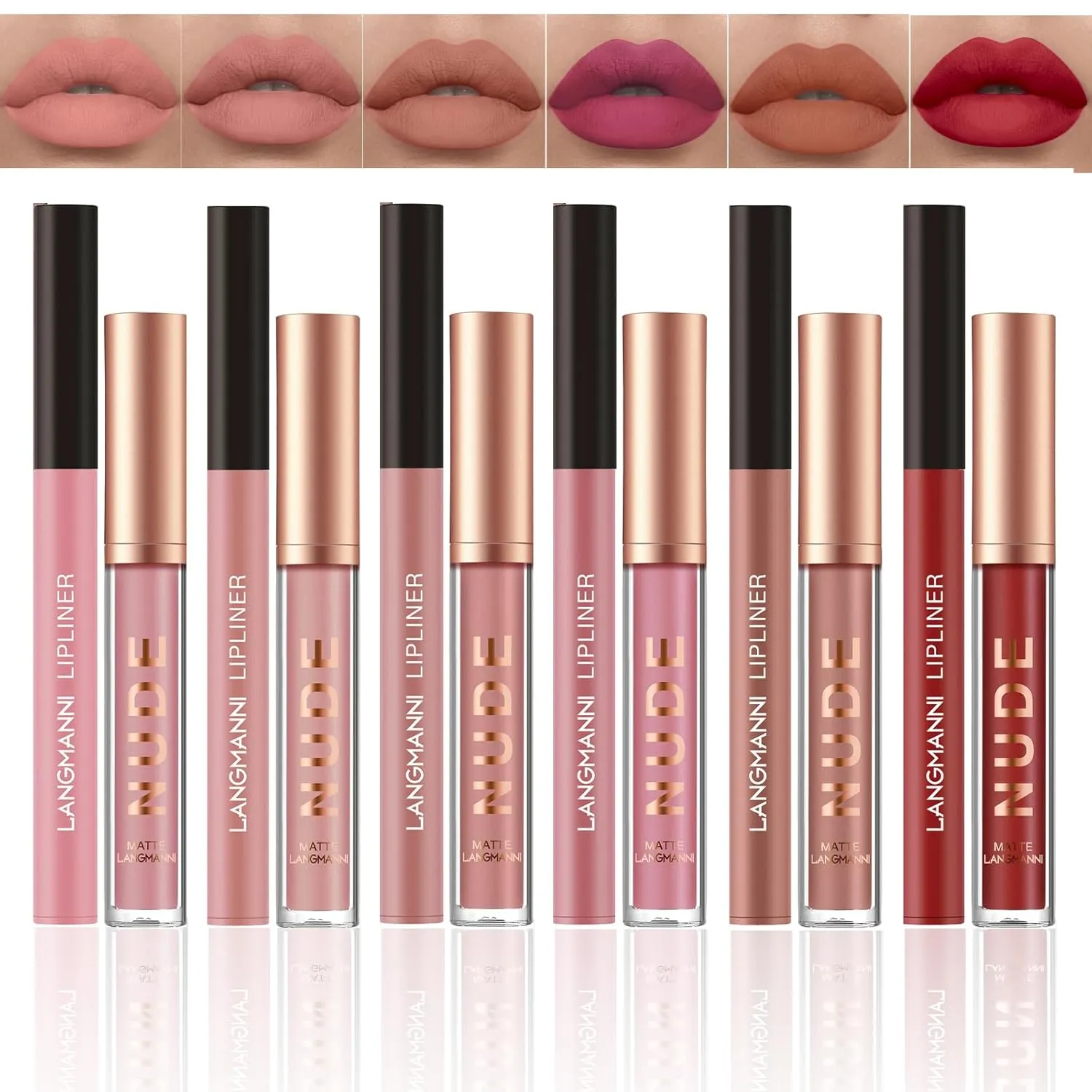 12Pcs Lipstick Makeup Set, 2 In 1 Lip Liner Lip Gloss Set, Matte Liquid Lipsticks, Lip Liners Pencil, Long Lasting Waterproof Moisturizer Pigmented Lipstick, Beauty Lip Cosmetics for Girls