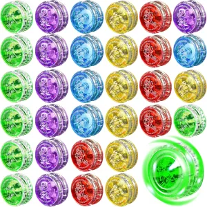 32 LED Light Up Responsive Ball Beginner Level LED YoYo Ball Plastic Auto Return Bearing Toys for Birthday Party Favors,Classroom Rewards and Easter Basket Stuffers ,Random Colors