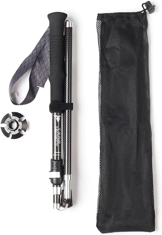 3K Carbon Fiber Trekking Poles 1PC - Collapsible & Portable Hiking, Walking Sticks with Aluminum Flip Lock, Extended EVA Handle, for Women Men Walking Sticks