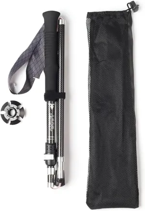 3K Carbon Fiber Trekking Poles 1PC - Collapsible & Portable Hiking, Walking Sticks with Aluminum Flip Lock, Extended EVA Handle, for Women Men Walking Sticks