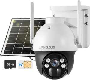 4G LTE Cellular Solar Security Camera Wireless Outdoor, 4MP No WiFi Solar Powered Camera with SD&SIM Card, 2K Live 360° View, Color Night Vision, 2 Way Talk, Motion&Siren Alerts