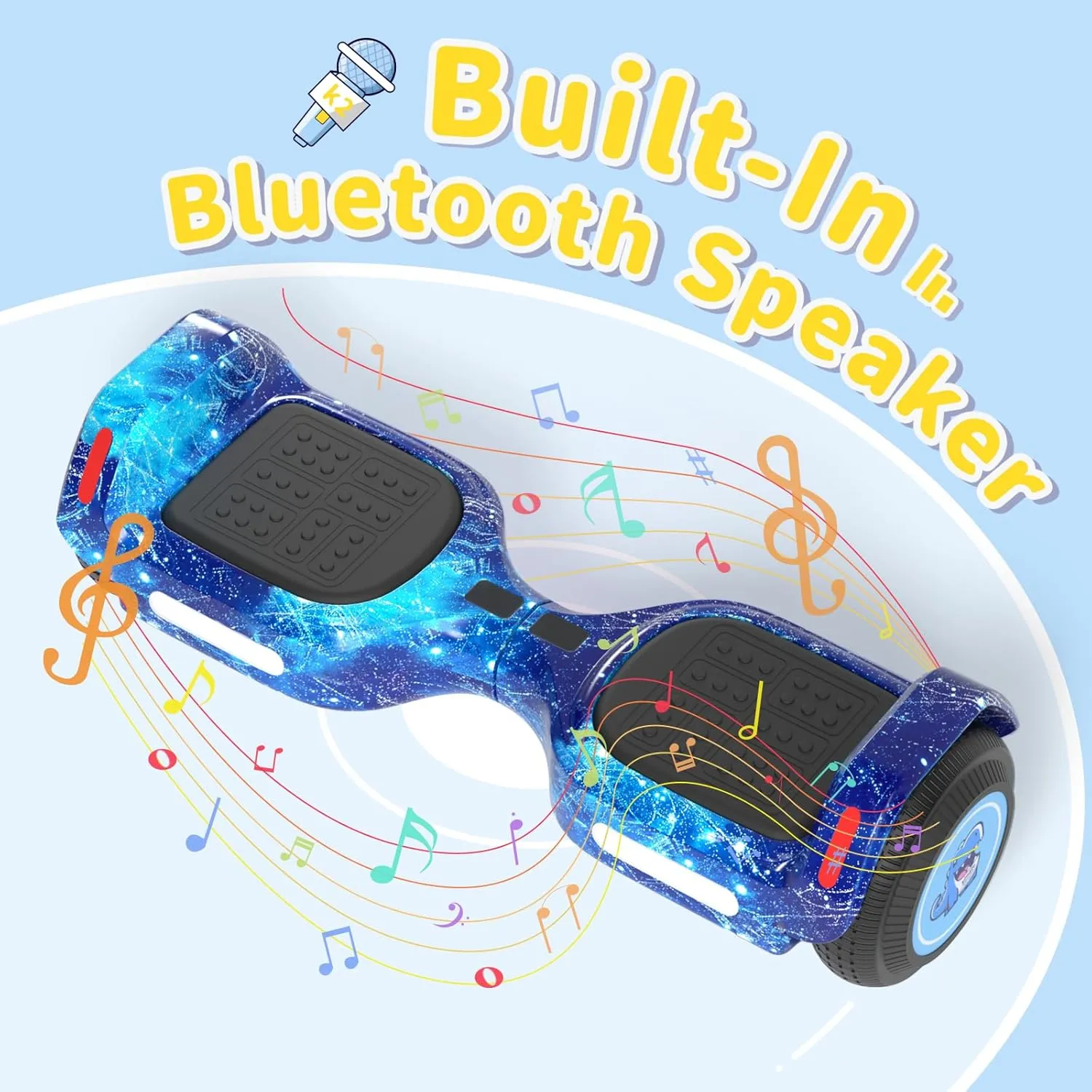 6.5" Bluetooth Scooter, LED Lights & APP & Music Speaker, Long Battery Life, Gifts for Kids & Adults & Girls & Boys, for All Ages