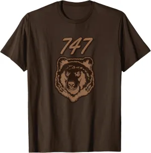 747 Bear Face fat brown grizzly lover beartober week 2023 T-Shirt