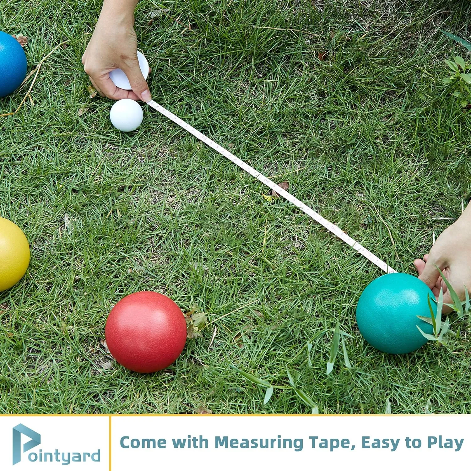 84mm Bocce Ball Set, Outdoor Games for Adults and Family, Backyard Ball Set with 8 PE Bocce Balls & 1 Pallino & Carry Bag & Measuring Tape for Teens Beginners