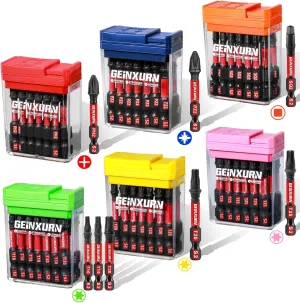 90Pieces Impact Screwdriver Bits Set with Colorful Boxes, 2" Magnetic (PH2,PZ2,SQ2,T10,T15,T20,T25,T30) S2 Steel Multi Driver Bits