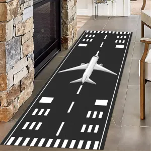 Airport Area Rug for Living Room, 4x10ft, Aircraft Takeoff Runner Rugs for Hallway, Soft Shed Resistant Playing Mats, Breathable Dirty Resistant Non Slip Mat for Porch Office Bedside