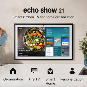 Amazon Echo Show 21 (newest model), Full HD 21" kitchen hub for home organization, with built-in Fire TV and Alexa