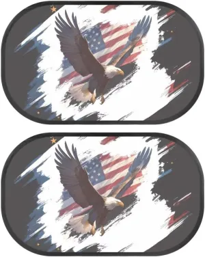 American Flag Eagle 2Pack Car Window Shades, Strong-Light Blocking & UV Protection Car Privacy Shades,Car Essential Interior Accessories for Baby,Napping Car Curtains (2Pcs)
