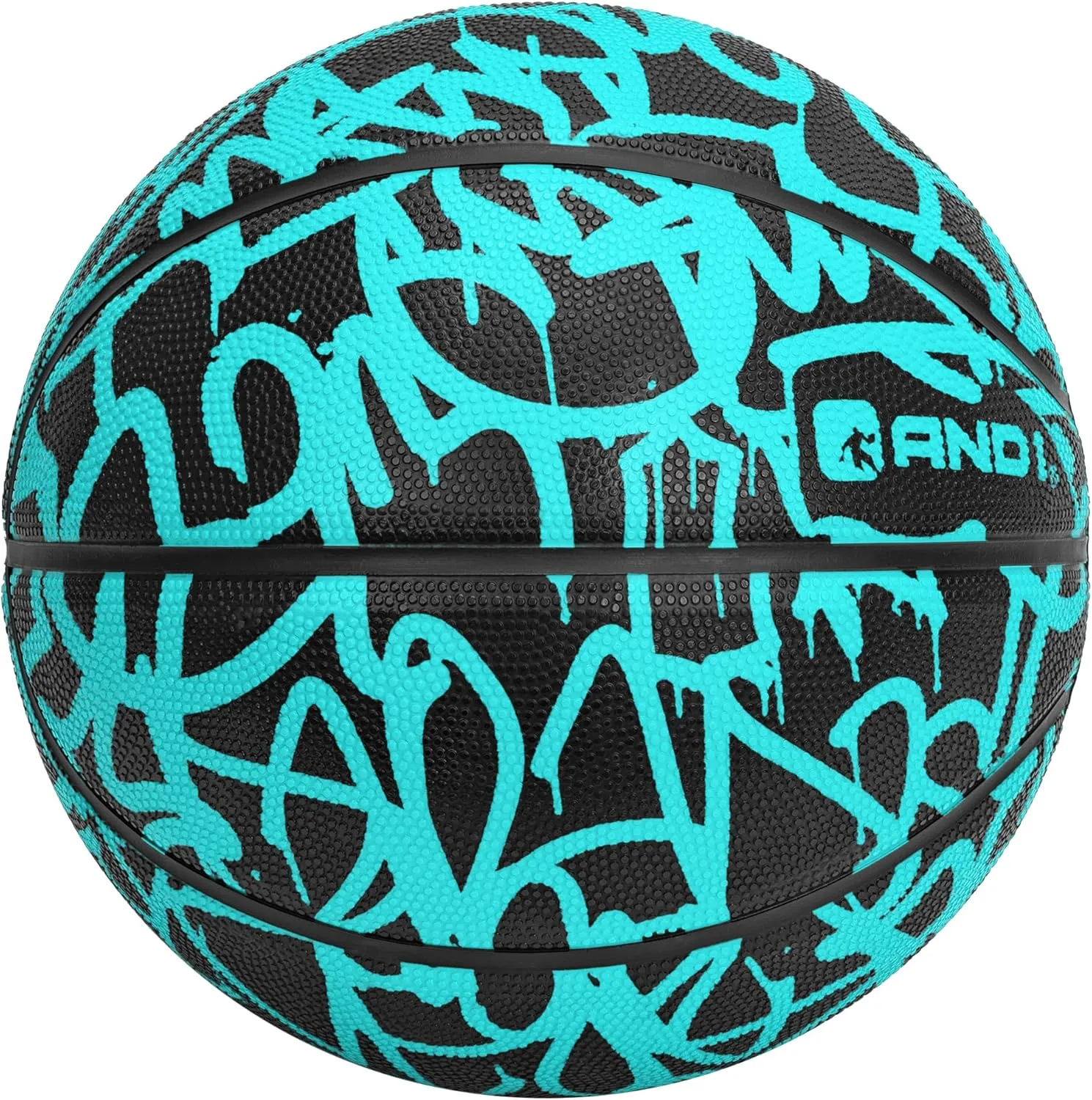 AND1 Fantom Graffiti Intermediate Size Rubber Basketball: 28.5 Inch Size 6 Indoor/Outdoor Basketball, Deep Channel Construction Streetball, Mint