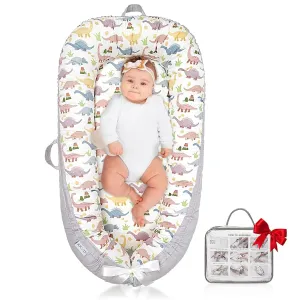 Baby Lounger, Ultra Breathable Soft Cotton Perfect for Tummy Time, Portable & Adjustable Infant Floor Seat for Traveling | Newborn Shower Gift