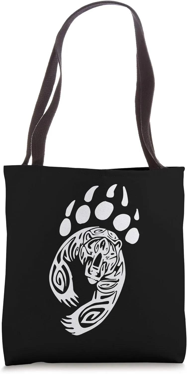 Bear Paw Tribal Grizzly Black Papa Momma Tote Bag