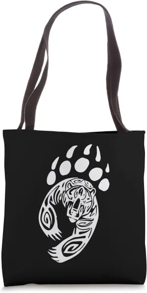 Bear Paw Tribal Grizzly Black Papa Momma Tote Bag