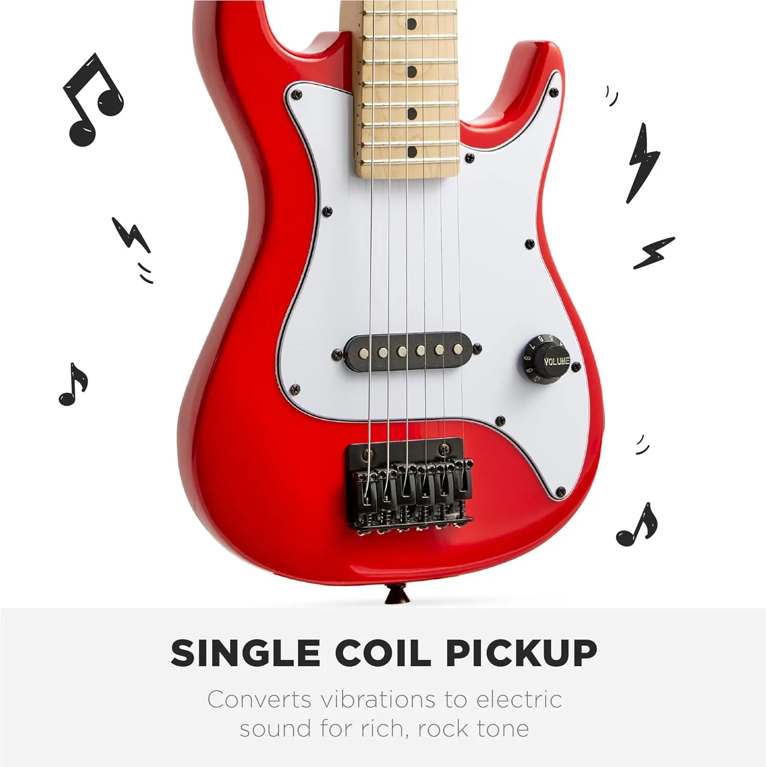 Best Choice Products 30in Kids Electric Guitar Beginner Starter Kit w/ 5W Amplifier, Strap, Gig Bag, Strings, Picks - Metallic Red