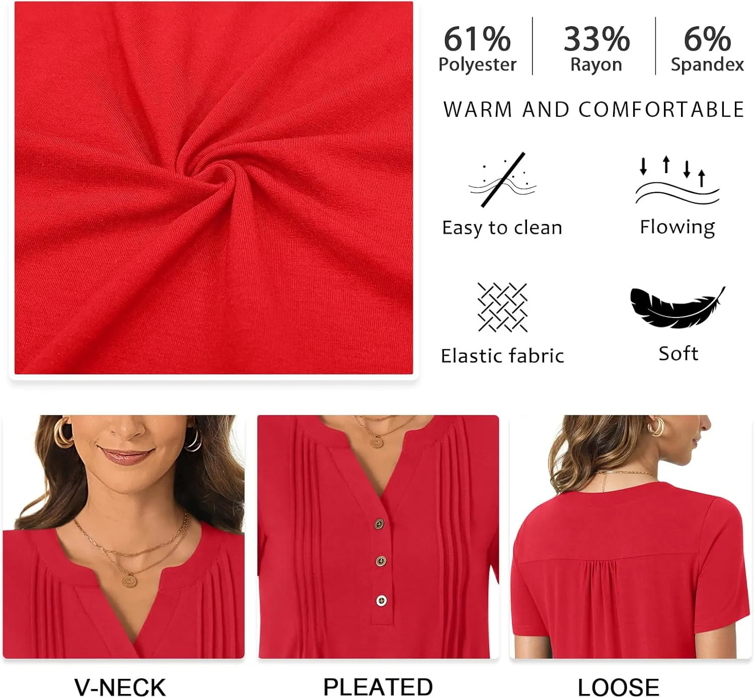 Bestbee Women's Summer Tops Short Sleeve Tunics Dressy Casual Blouses Henly Neck Button-Down Shirts