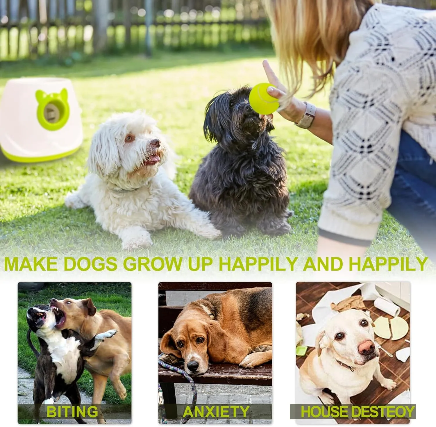 BESTHLS Automatic Dog Ball Launcher Interactive Tennis Ball Thrower Machine for Small Medium Dogs Fetching Distance 10-30ft (White2, Remote Included)