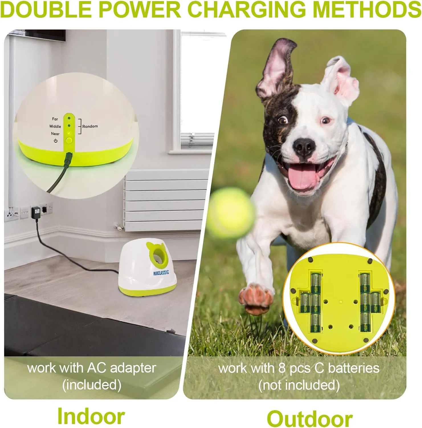 BESTHLS Automatic Dog Ball Launcher Interactive Tennis Ball Thrower Machine for Small Medium Dogs Fetching Distance 10-30ft (White2, Remote Included)