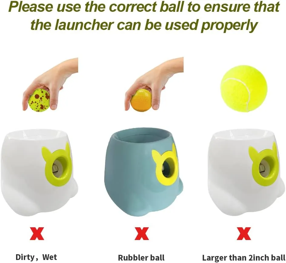 BESTHLS Automatic Dog Ball Launcher Interactive Tennis Ball Thrower Machine for Small Medium Dogs Fetching Distance 10-30ft (White2, Remote Included)