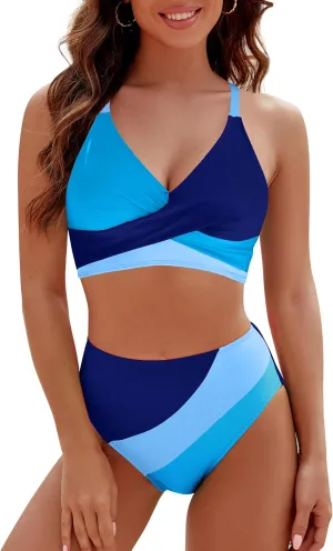 Blooming Jelly Womens High Wasited Bikini Sets Tummy Control Swimsuits Curvy Mesh Swim Skirt