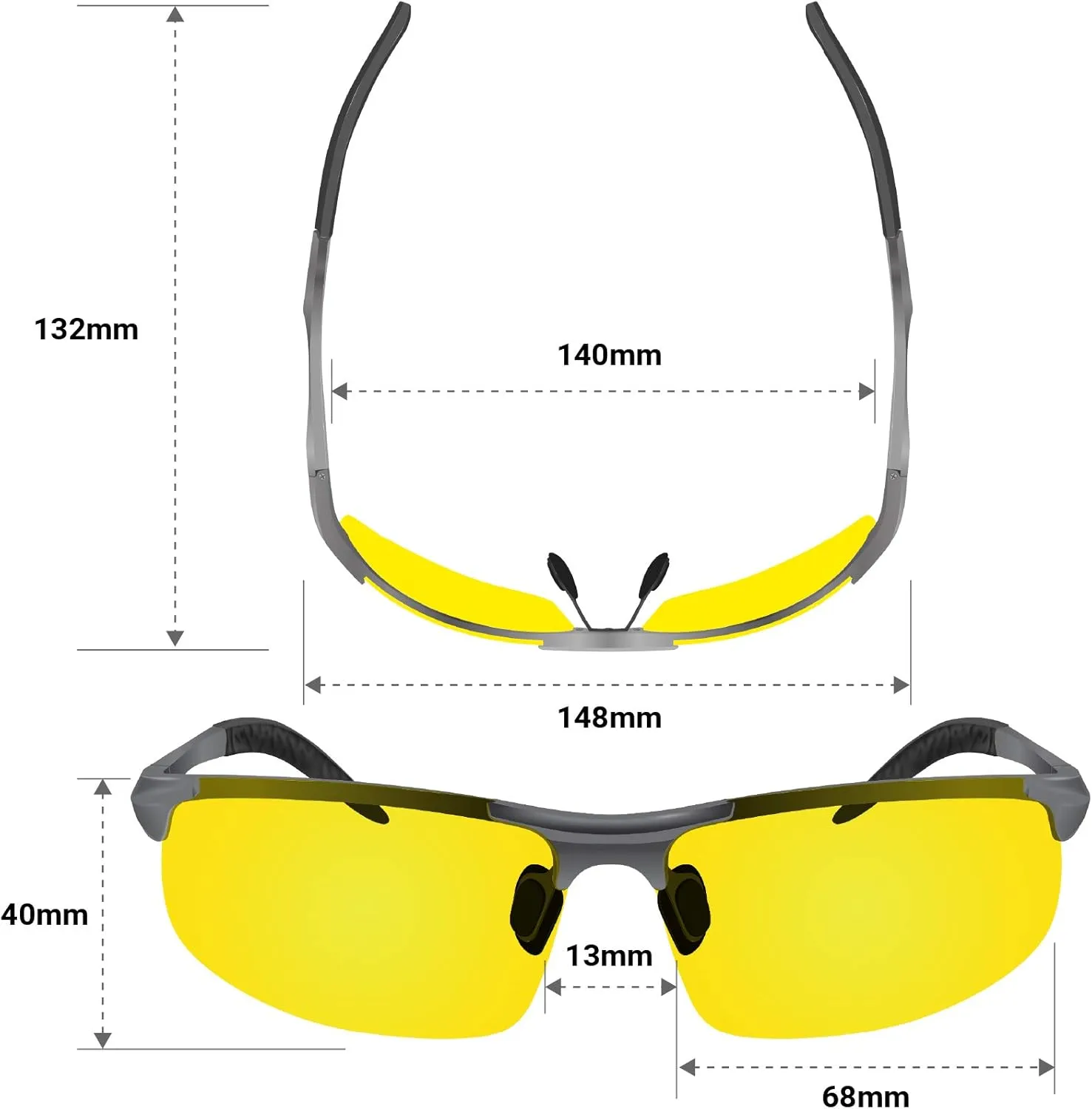 BLUPOND Night Vision Glasses for Driving For Men Women - Yellow Tint Anti Glare Glasses for Nighttime - Knight Visor