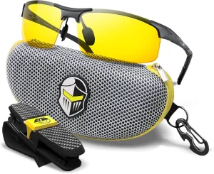 BLUPOND Night Vision Glasses for Driving For Men Women - Yellow Tint Anti Glare Glasses for Nighttime - Knight Visor