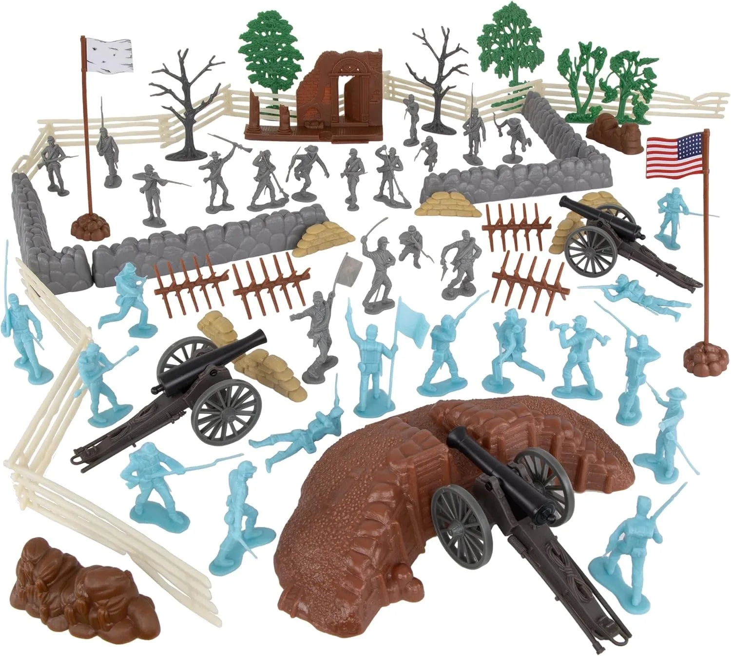 BMC CTS Civil War Battle of Atlanta - 71pc Blue & Gray Plastic Soldier Playset