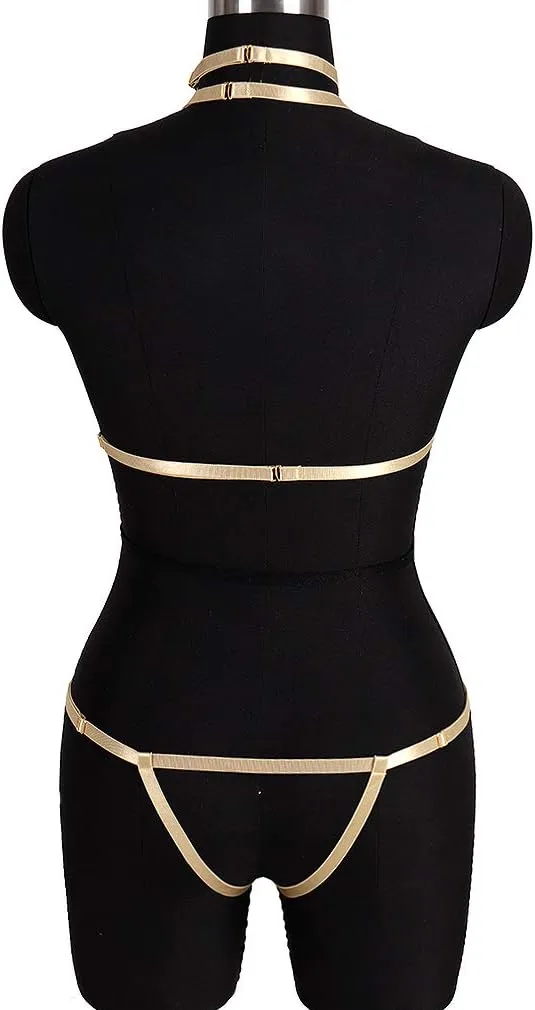 Body Harness Full for Women Garter Belts Set Strappy Elastic Adjust Size Punk Gothic Halloween