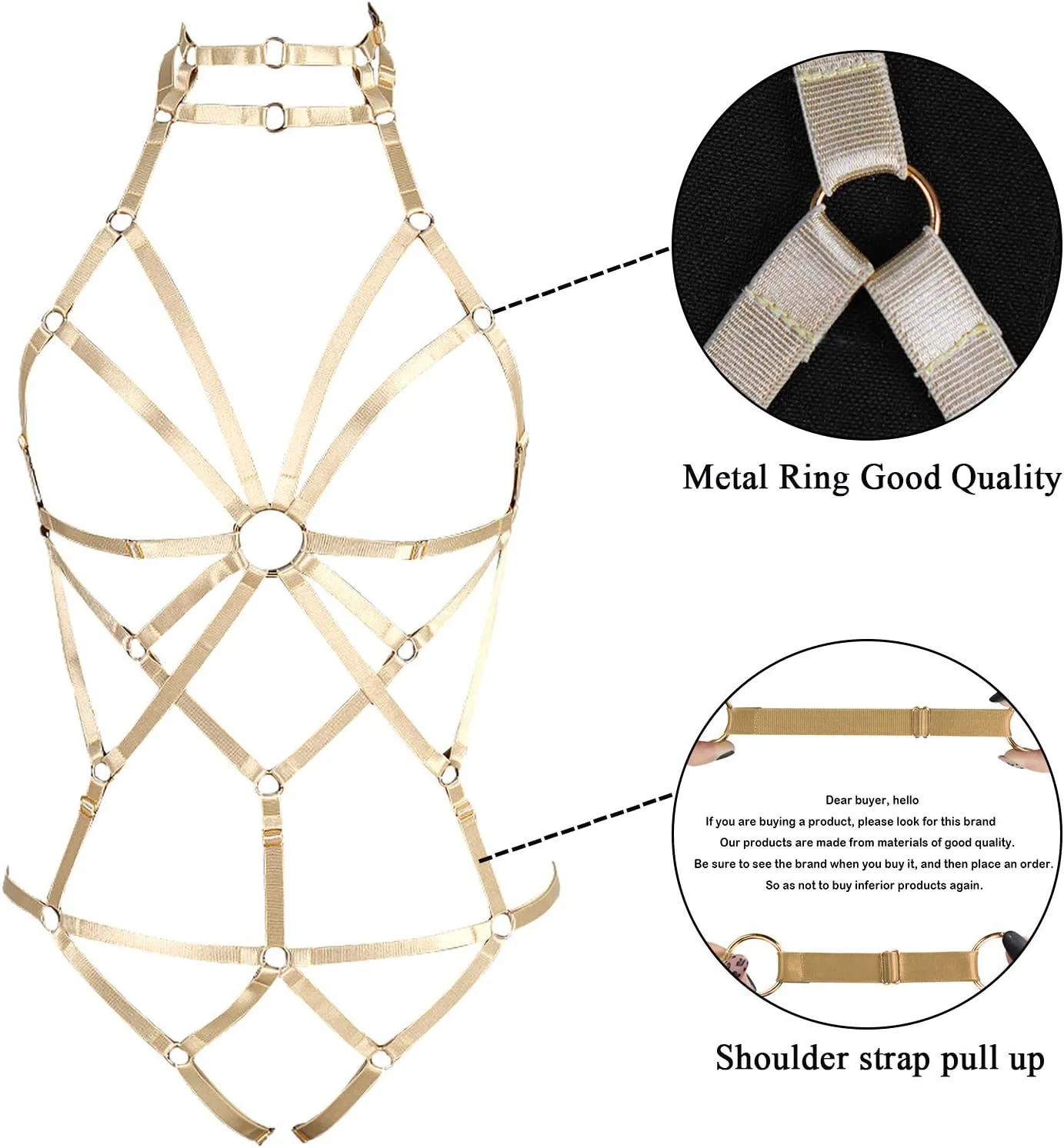Body Harness Full for Women Garter Belts Set Strappy Elastic Adjust Size Punk Gothic Halloween