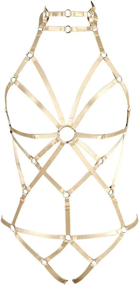 Body Harness Full for Women Garter Belts Set Strappy Elastic Adjust Size Punk Gothic Halloween