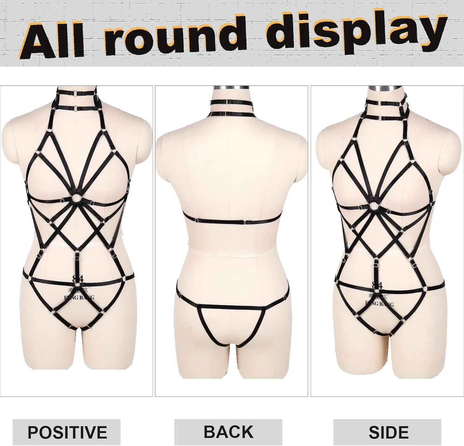 Body Harness Full for Women Garter Belts Set Strappy Elastic Adjust Size Punk Gothic Halloween