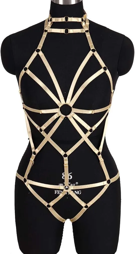 Body Harness Full for Women Garter Belts Set Strappy Elastic Adjust Size Punk Gothic Halloween