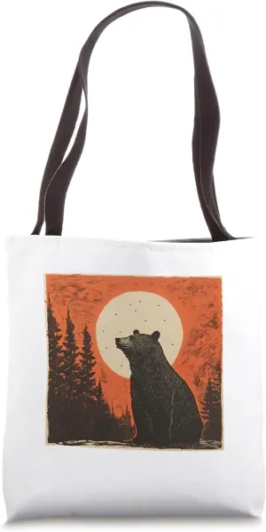 Brown Bear Wilderness Animal Vintage Retro Bear Tote Bag
