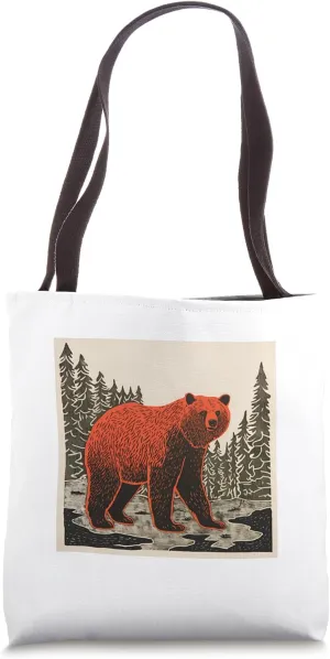 Brown Bear Wilderness Animal Vintage Retro Bear Tote Bag