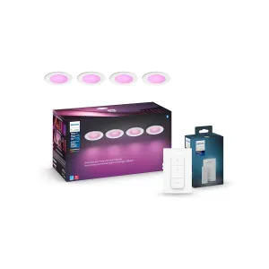 Bundle of New Version Philips Hue White and Color Ambiance Extra Bright Dimmable Recessed LED Smart 6"Downlight for Retrofit Cans, 4 Pack   Philips Hue v2 Smart Dimmer Switch and Remote, White