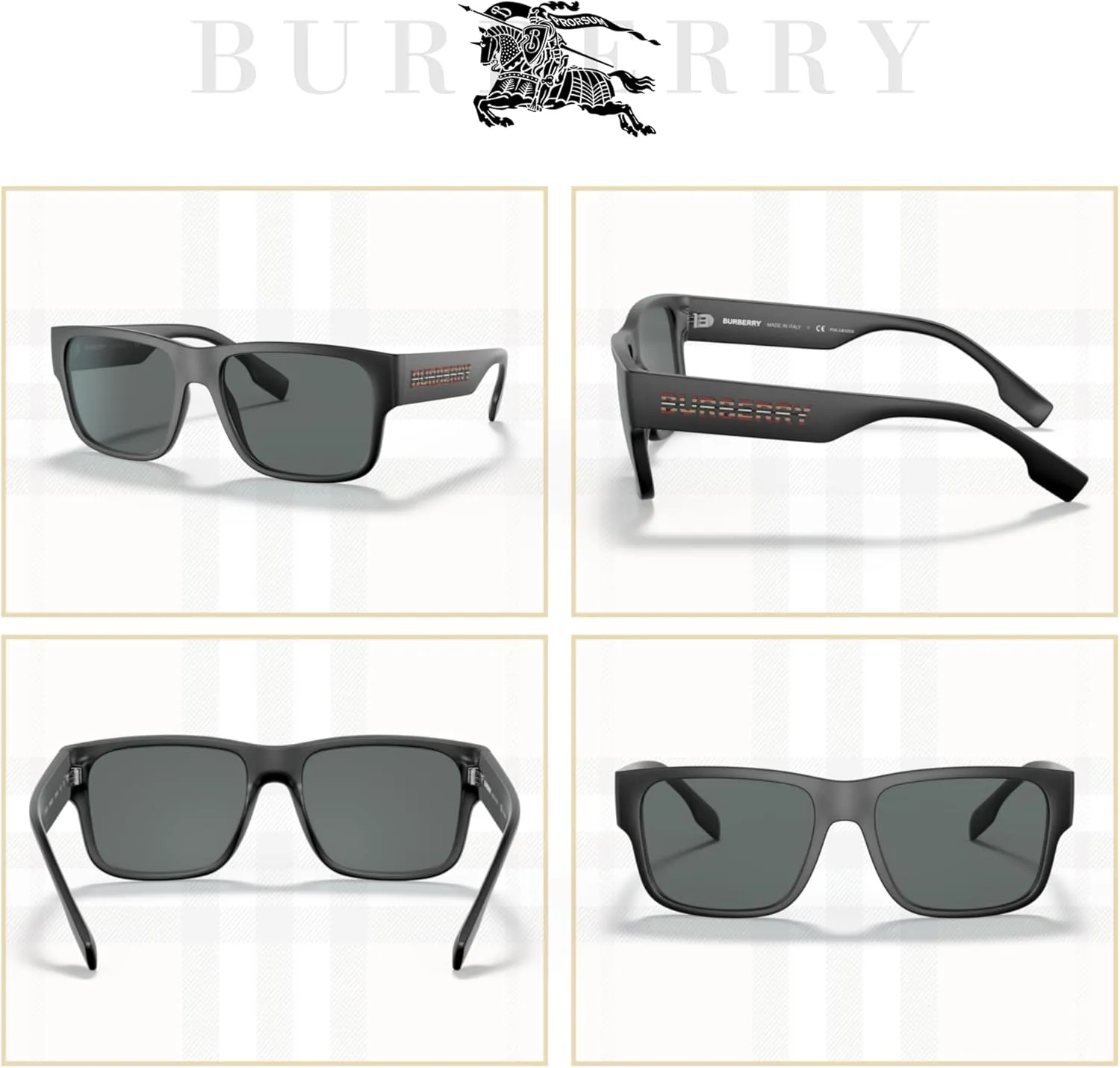 BURBERRY Knight BE4358 Square Sunglasses for Men   BUNDLE With Designer iWear Eyewear Kit