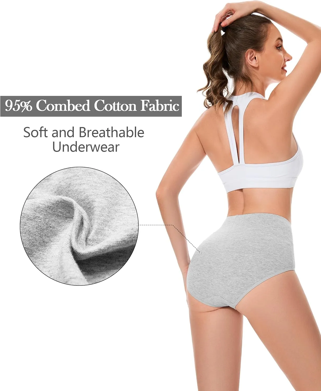 CAILECOTTON Womens Underwear Cotton Briefs Plus Size High Waisted Underwears Women Pack Cotton Panties for Women Pack