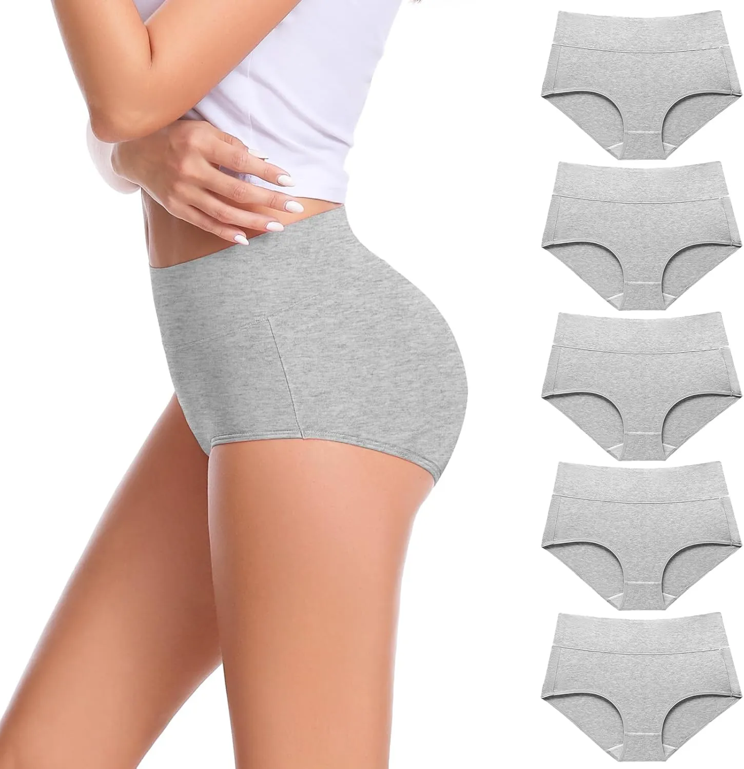 CAILECOTTON Womens Underwear Cotton Briefs Plus Size High Waisted Underwears Women Pack Cotton Panties for Women Pack