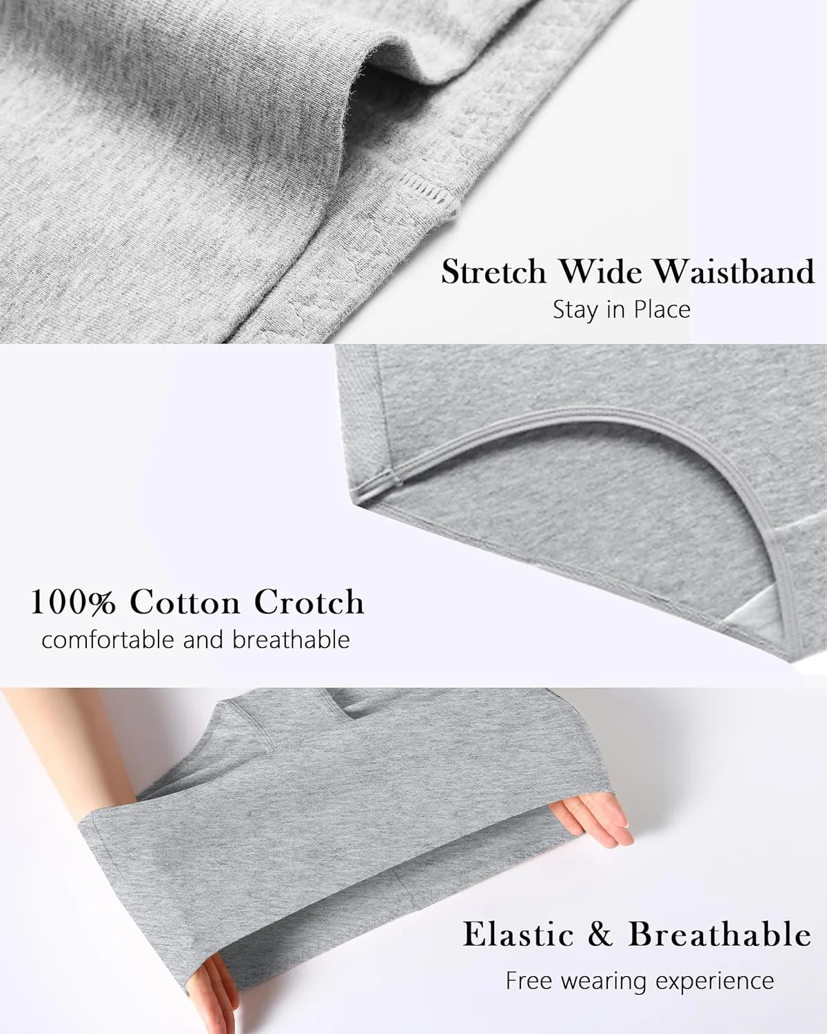 CAILECOTTON Womens Underwear Cotton Briefs Plus Size High Waisted Underwears Women Pack Cotton Panties for Women Pack