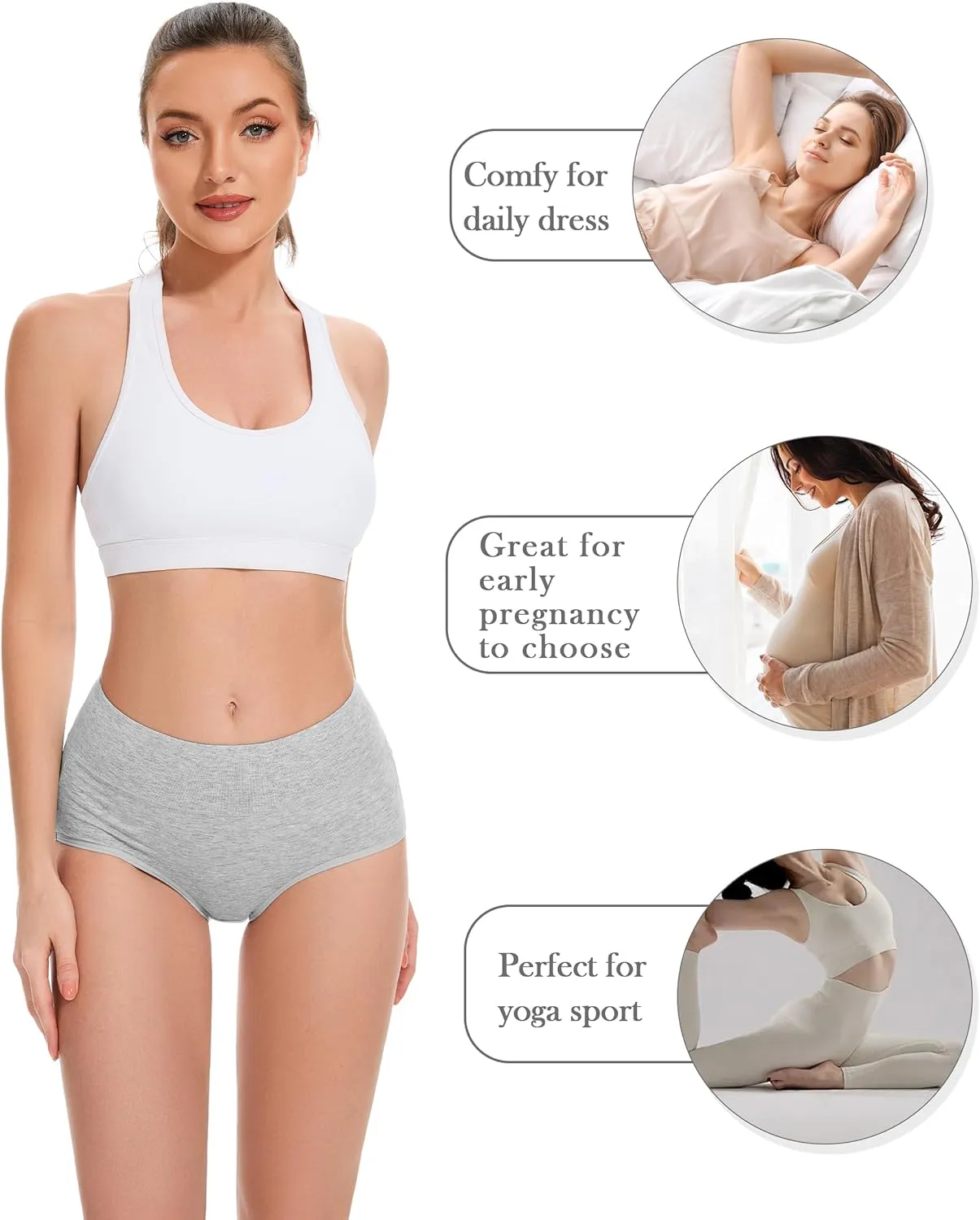 CAILECOTTON Womens Underwear Cotton Briefs Plus Size High Waisted Underwears Women Pack Cotton Panties for Women Pack