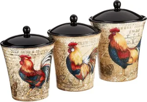 Certified International 23656 Gilded Rooster Canister Set (3 Piece), One Size, Multicolor