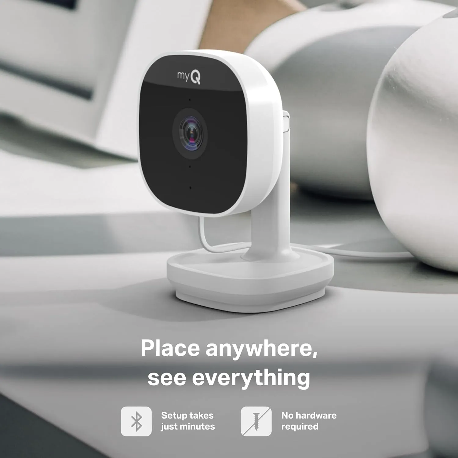 CHAMBERLAIN myQ Smart Indoor Security Camera – 1080p HD Video, Night Vision, Motion Detection, Wi-Fi, Two-Way Audio, Smartphone Control