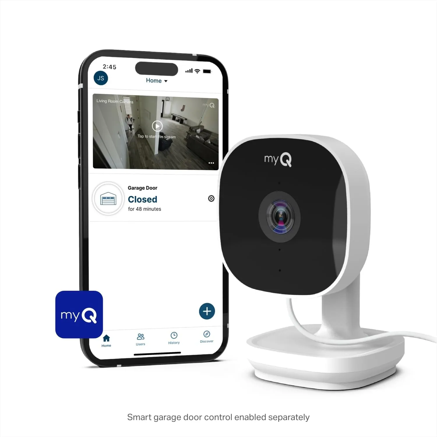 CHAMBERLAIN myQ Smart Indoor Security Camera – 1080p HD Video, Night Vision, Motion Detection, Wi-Fi, Two-Way Audio, Smartphone Control