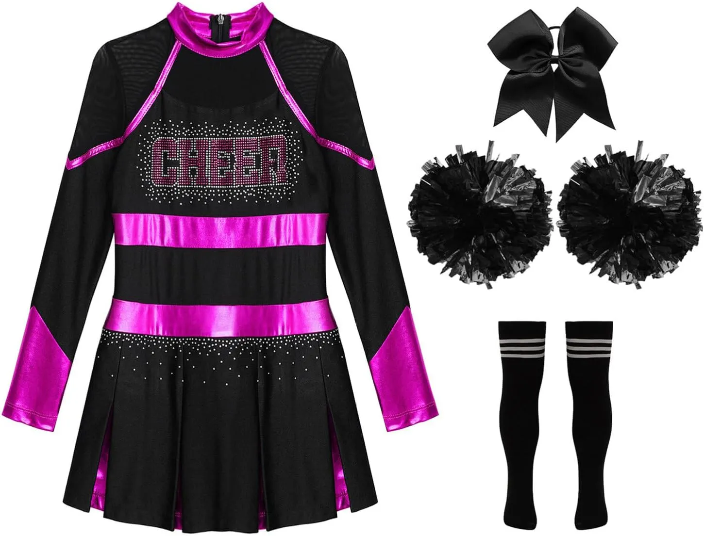 CHICTRY Kids Girls Cheer Leader Uniform Shiny Sequins Stage Performance Party Fancy Dress Sleeveless Majorette Costume