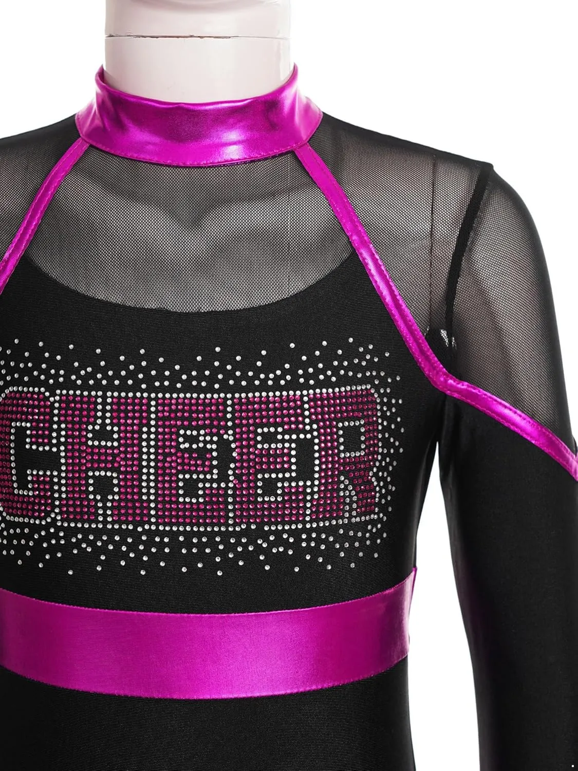 CHICTRY Kids Girls Cheer Leader Uniform Shiny Sequins Stage Performance Party Fancy Dress Sleeveless Majorette Costume