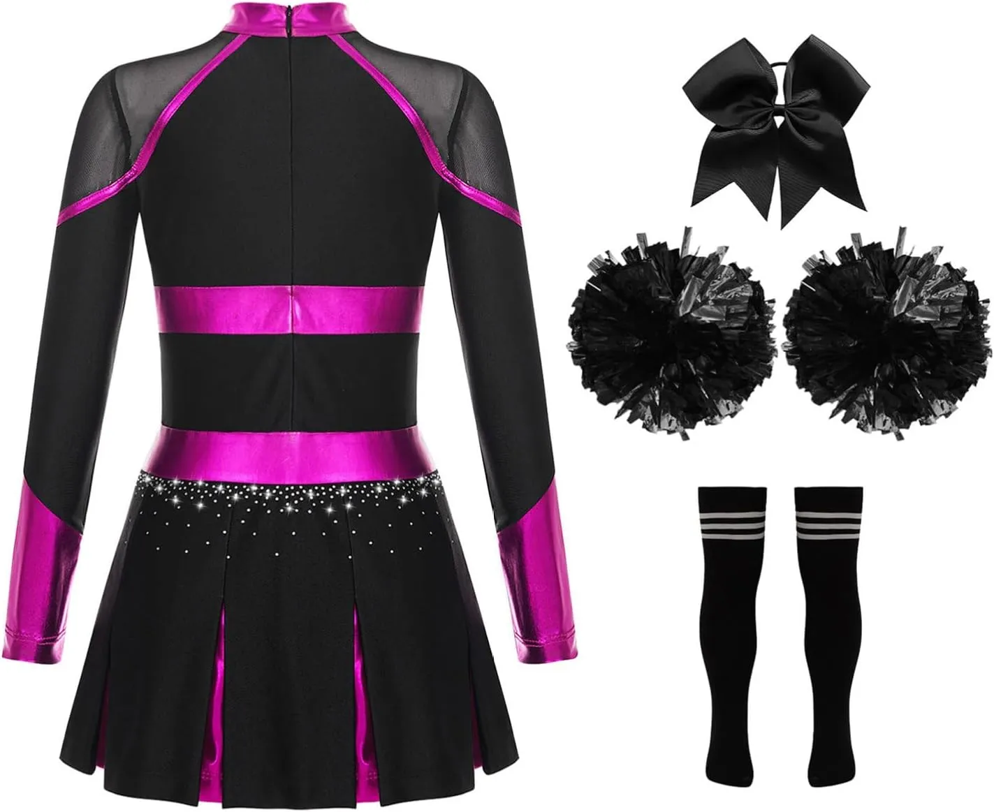 CHICTRY Kids Girls Cheer Leader Uniform Shiny Sequins Stage Performance Party Fancy Dress Sleeveless Majorette Costume