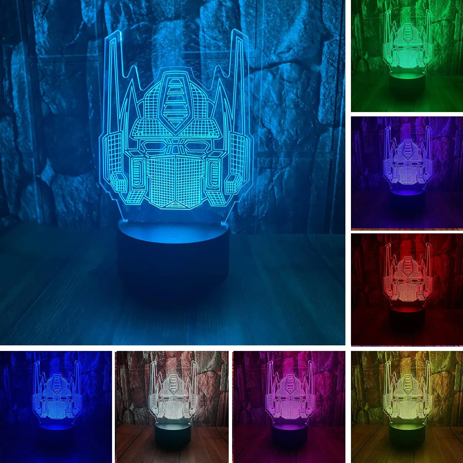 Cool Transformers Bots Optimus Prime Anime Figure Autobots 3D Knight Trans LED Bedroom Decor Sleep Table Lamp with Remote 7 Colors Night Light Birthday Xmas Gifts for Kids Boy & Girl