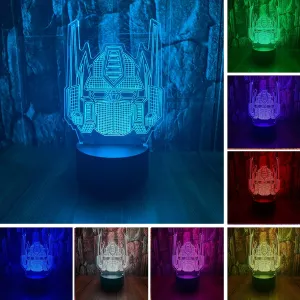 Cool Transformers Bots Optimus Prime Anime Figure Autobots 3D Knight Trans LED Bedroom Decor Sleep Table Lamp with Remote 7 Colors Night Light Birthday Xmas Gifts for Kids Boy & Girl