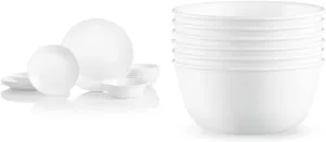 Corelle Vitrelle 18-Piece Service for 6 Dinnerware Set, Winter Frost White & Vitrelle 28-oz Soup/Cereal Bowls Set of 6, Chip & Crack Resistant Dinnerware Bowls, Winter Frost White